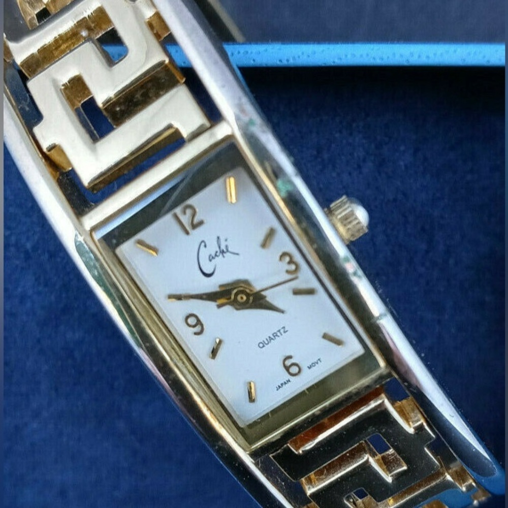 Greek Key Bangle Watch by Cache Quartz